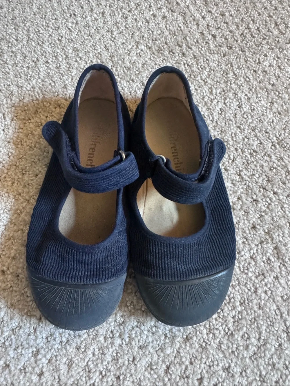 Girls Navy Corduroy Mary Jane Dress Shoes with Strap